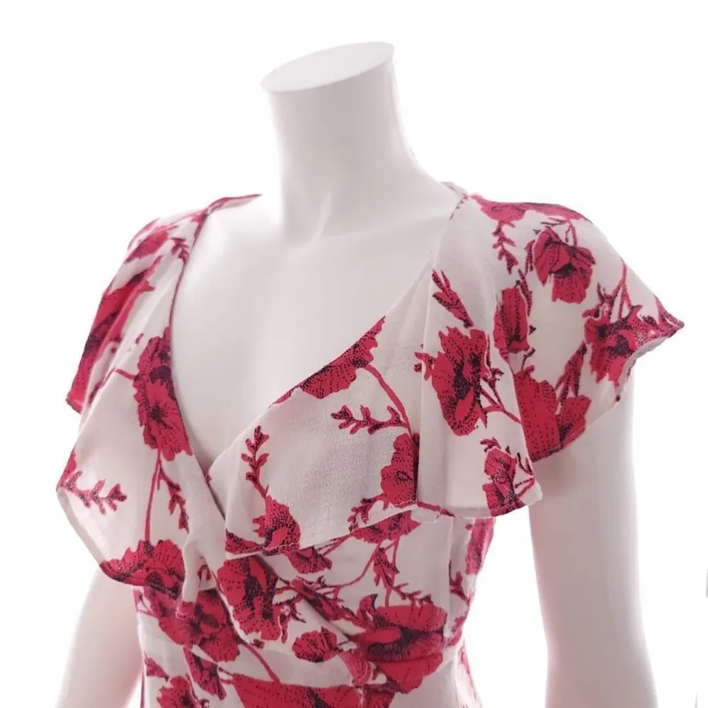 Free People Women's Size Small French Quarter Floral Pink White Wrap Dress